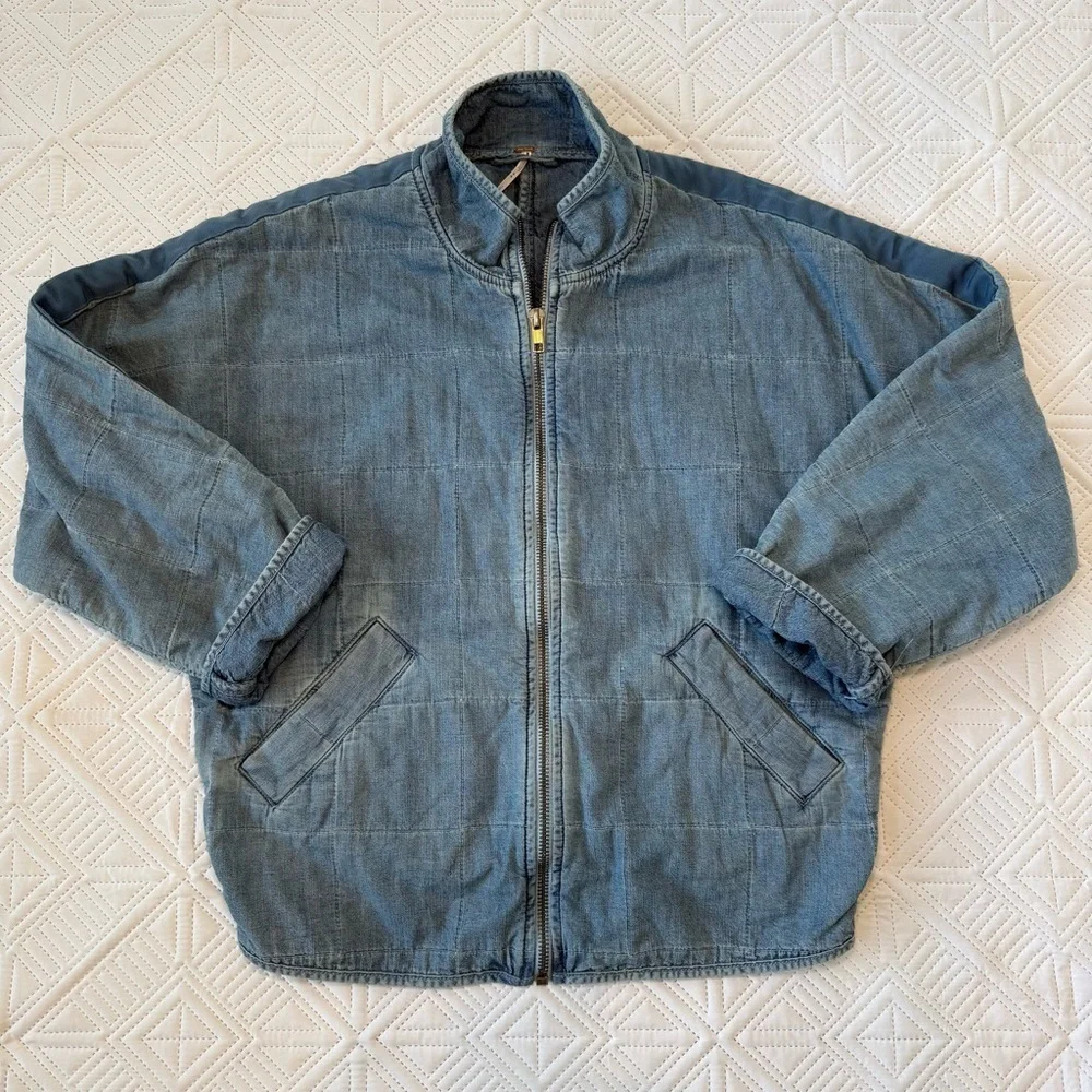 Free People Quilted Dolman Denim Jacket Size S